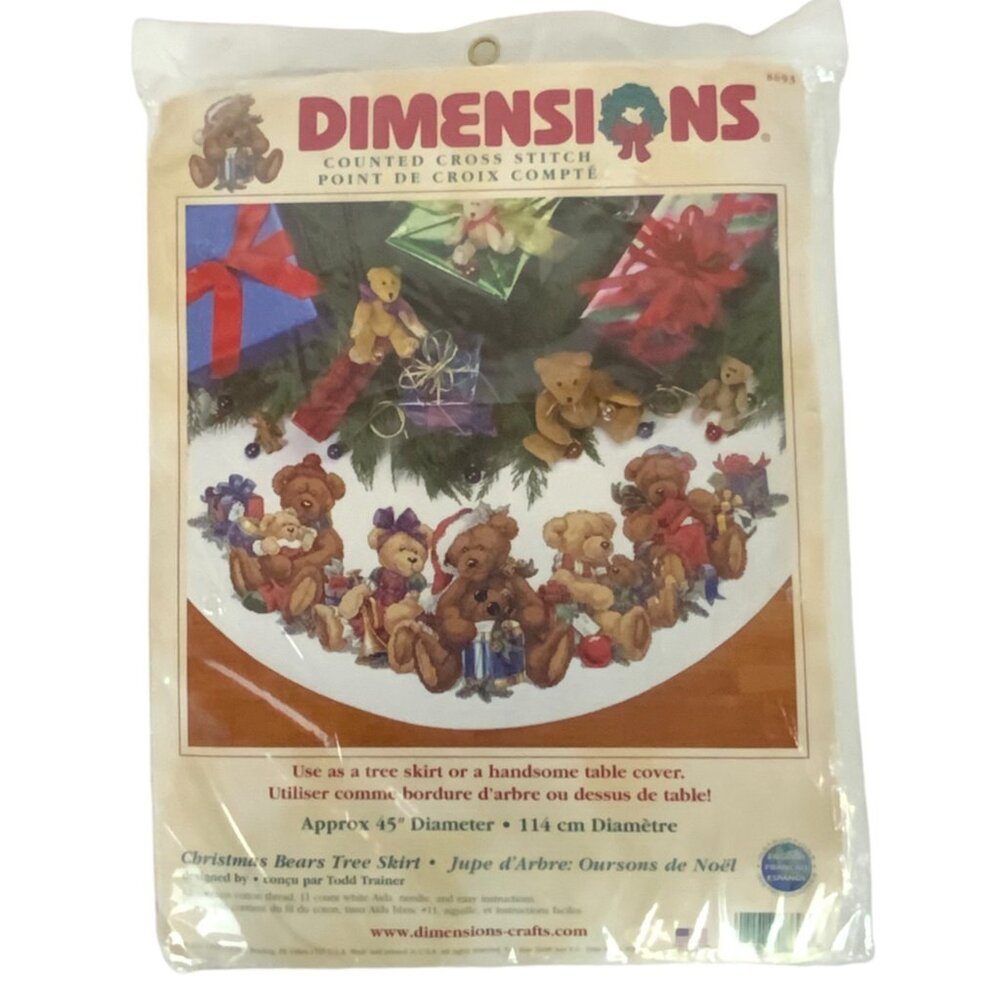 Dimensions 8693 Teddy Bear Tree Skirt Or Table Cover Counted Cross Stitch Kit 20